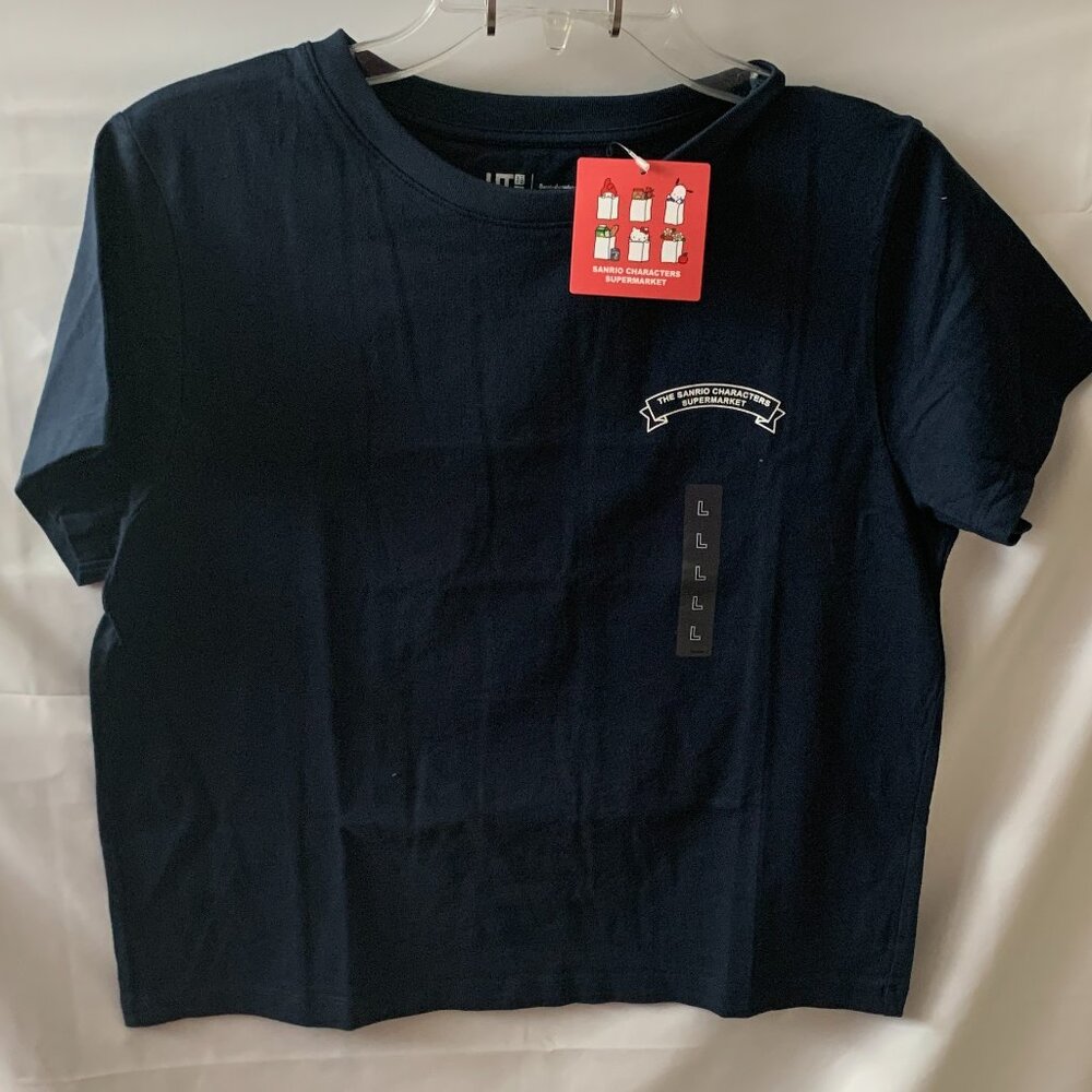 UNIQLO UT SANRIO Characters Supermarket Collection Tee in Navy Sz LARGE